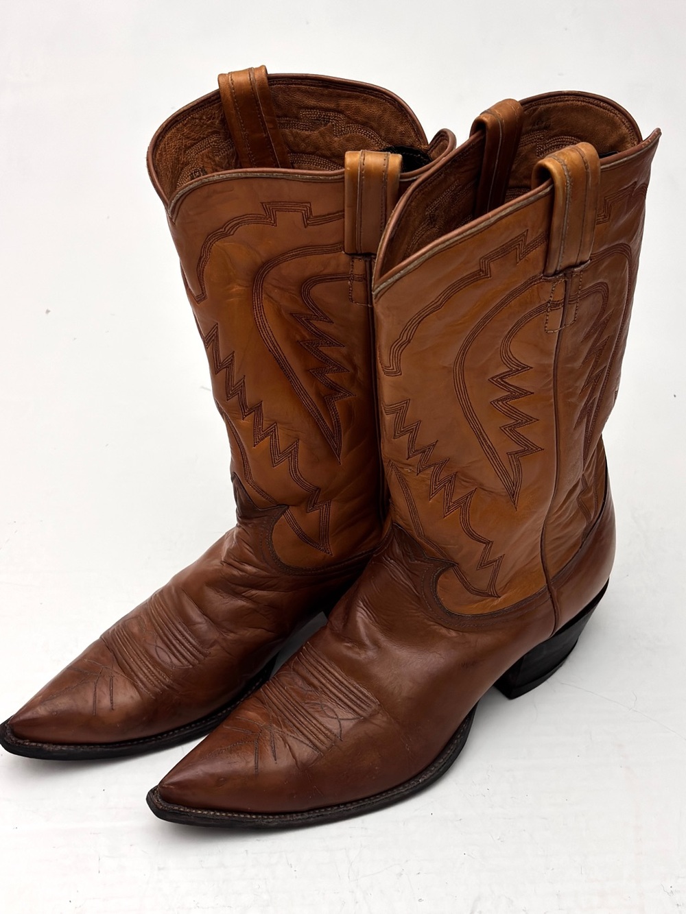 Men’s Vintage 70s 80s Tony Lama Black Label Boots Two Tone El Paso Texas 9.5